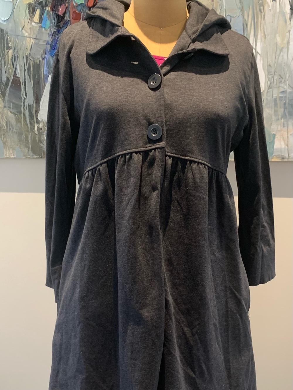 Calvin Klein charcoal colored Hooded Button-Front Trench Coat